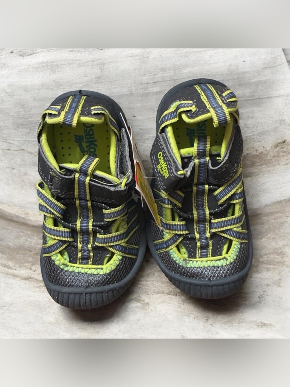 OshKosh B'gosh Gray and Lime Green Kids Athletic Sandals